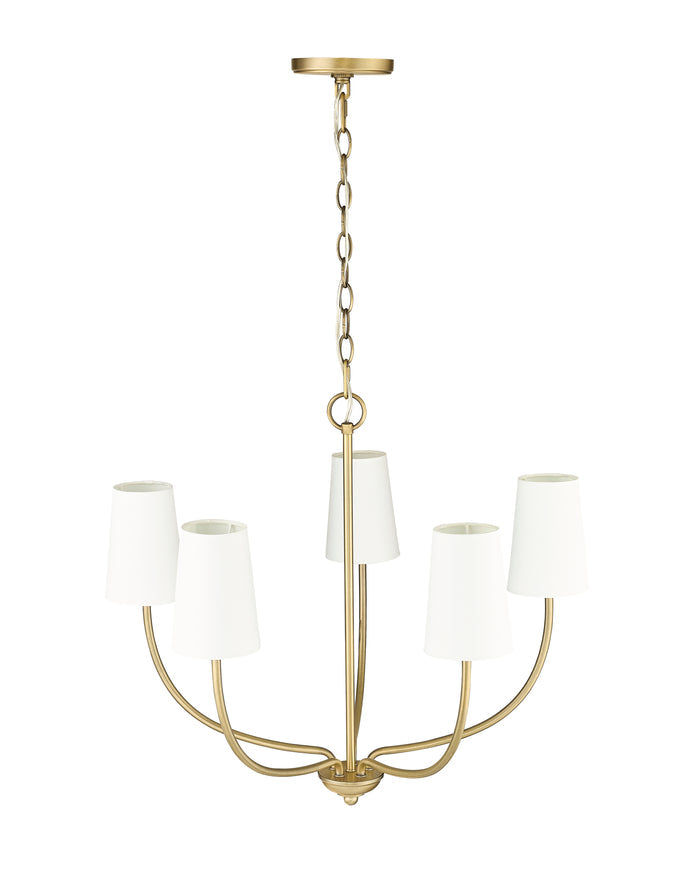 24'' Kandor Vintage Brass 5 Light Chandelier