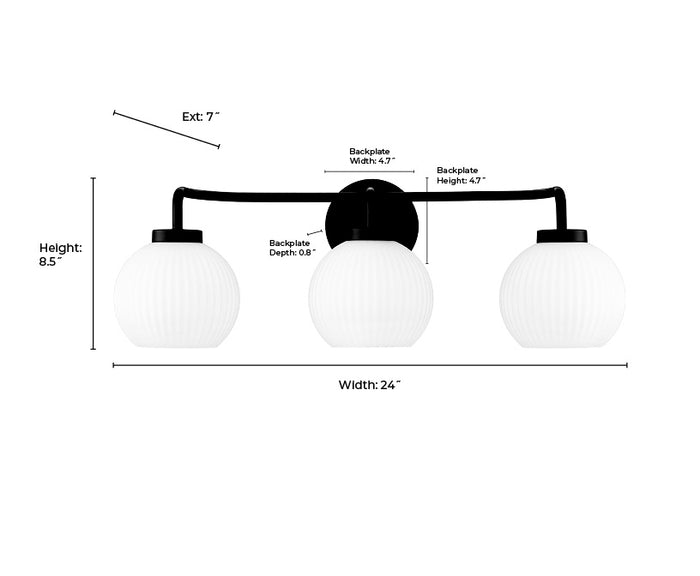 24'' Oprah Polished Nickel 3 Light Bath Vanity