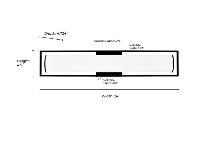 24'' Teylor Matte Black  Vanity Light