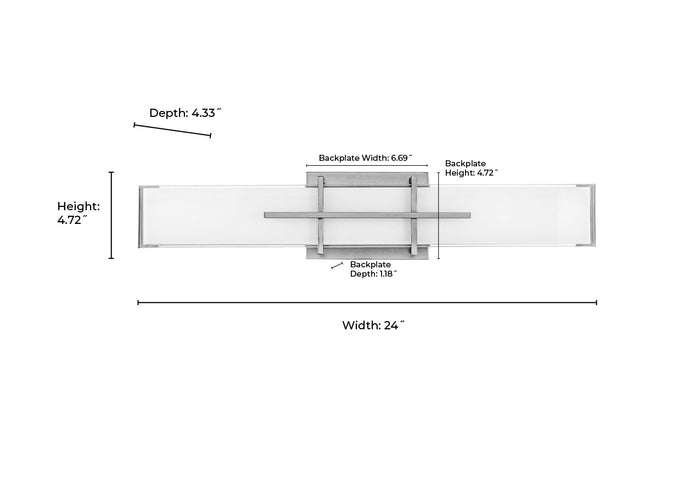 24'' Tocco Brushed Nickel  Vanity Light