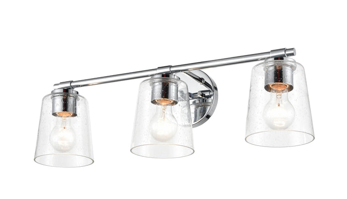 24.5-inch Chrome 3-Light Clear Seeded Glass Bathroom Vanity Light