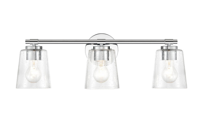 24.5-inch Chrome 3-Light Clear Seeded Glass Bathroom Vanity Light