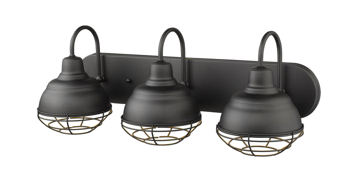 24.5'' Neo-Industrial Matte Black 3 Light Bath Vanity