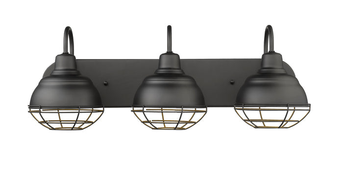24.5'' Neo-Industrial Matte Black 3 Light Bath Vanity