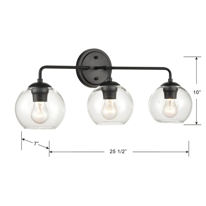 25.5'' Solmer Matte Black 3 Light Bath Vanity