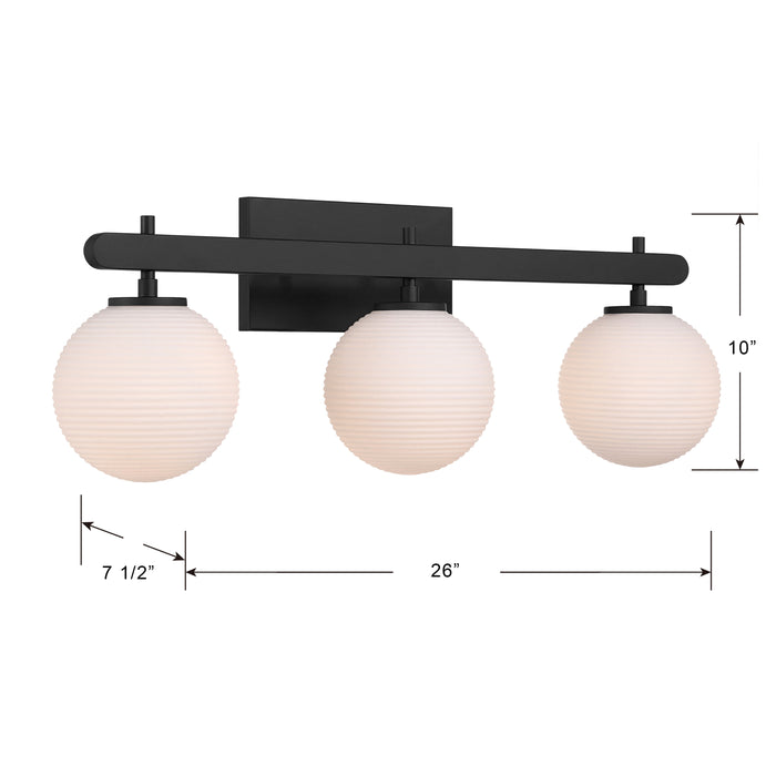 26'' Coretta Matte Black 3 Light Bath Vanity
