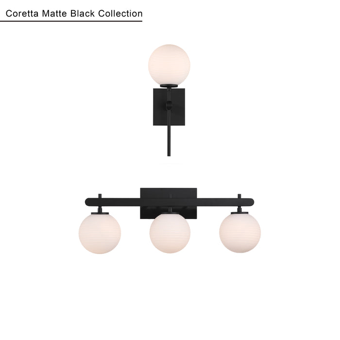 26'' Coretta Matte Black 3 Light Bath Vanity