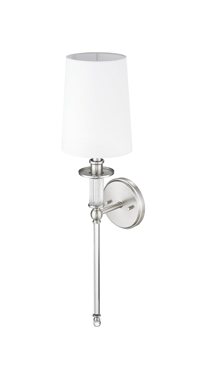 26-inch Brushed Nickel 1-Light Wall Sconce with White Shade