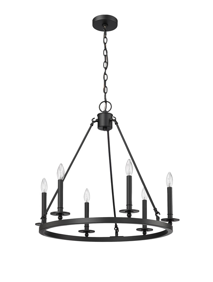 26-inch Florence Matte Black 6-Light Chandelier