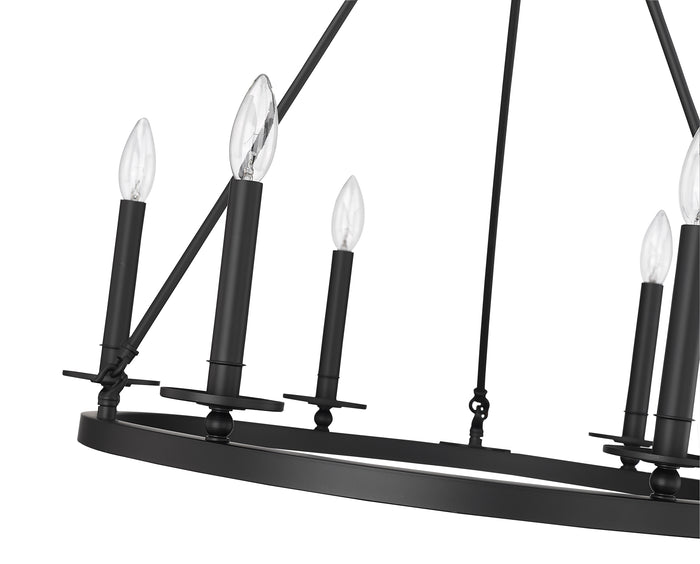 26-inch Florence Matte Black 6-Light Chandelier