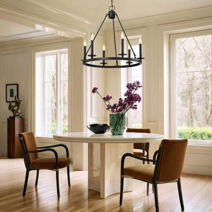 26-inch Florence Matte Black 6-Light Chandelier