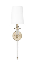 26-inch Modern Gold 1-Light Wall Sconce with White Shade