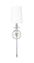 26-inch Polished Nickel 1-Light Wall Sconce with White Shade