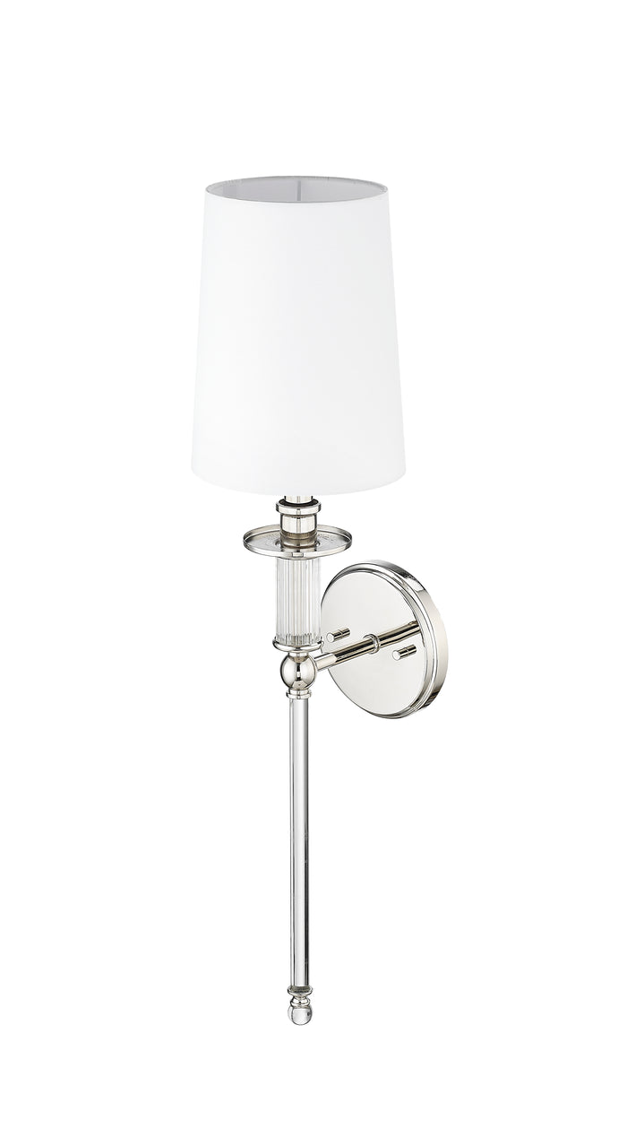 26-inch Polished Nickel 1-Light Wall Sconce with White Shade