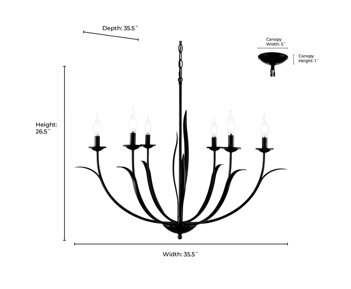 26.5'' Charlize Matte Black 6 Light Chandelier