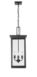 27-inch Barkeley Powder Coated Black 4-Light Outdoor Hanging Lantern with Clear Glass