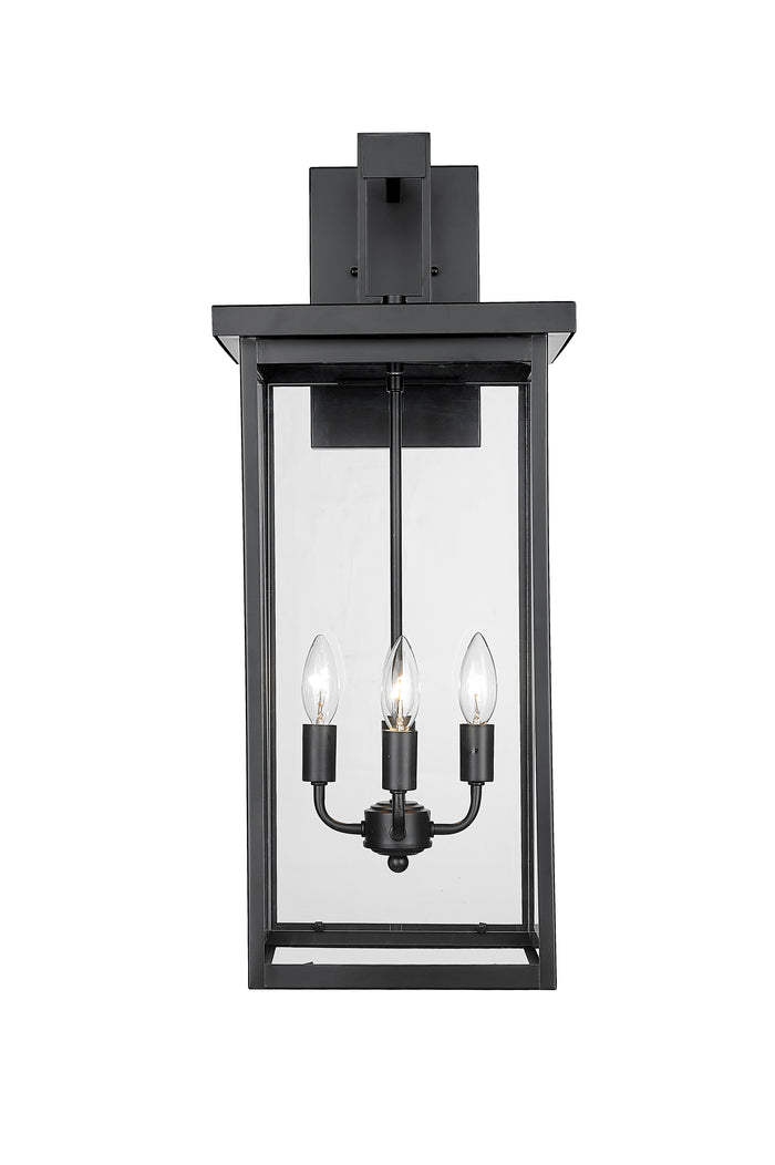 27-inch Barkeley Powder Coated Black 4-Light Outdoor Wall Sconce with Clear Glass