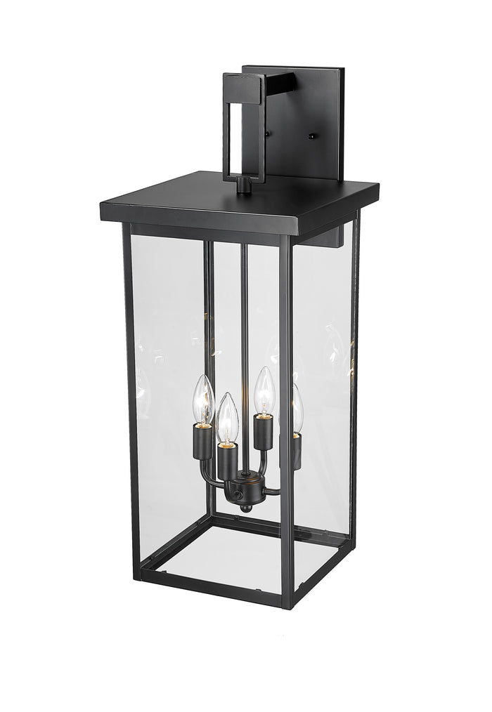 27-inch Barkeley Powder Coated Black 4-Light Outdoor Wall Sconce with Clear Glass
