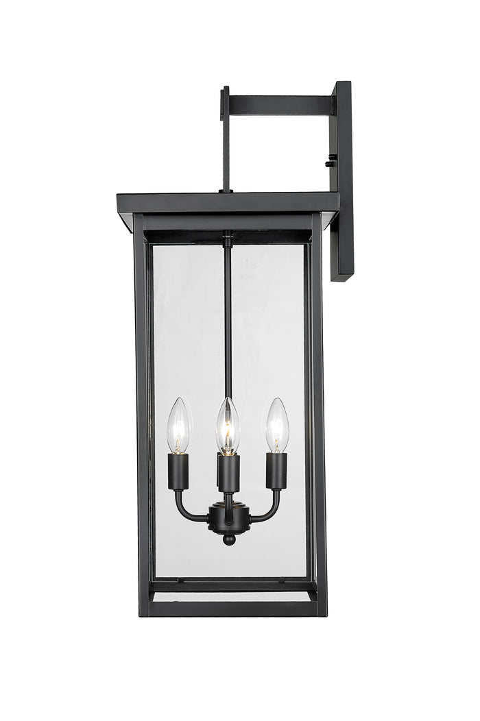 27-inch Barkeley Powder Coated Black 4-Light Outdoor Wall Sconce with Clear Glass