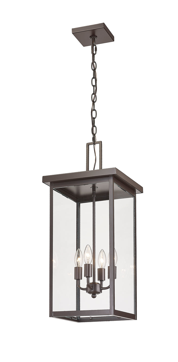 27-inch Barkeley Powder Coated Bronze 4-Light Outdoor Hanging Lantern with Clear Glass