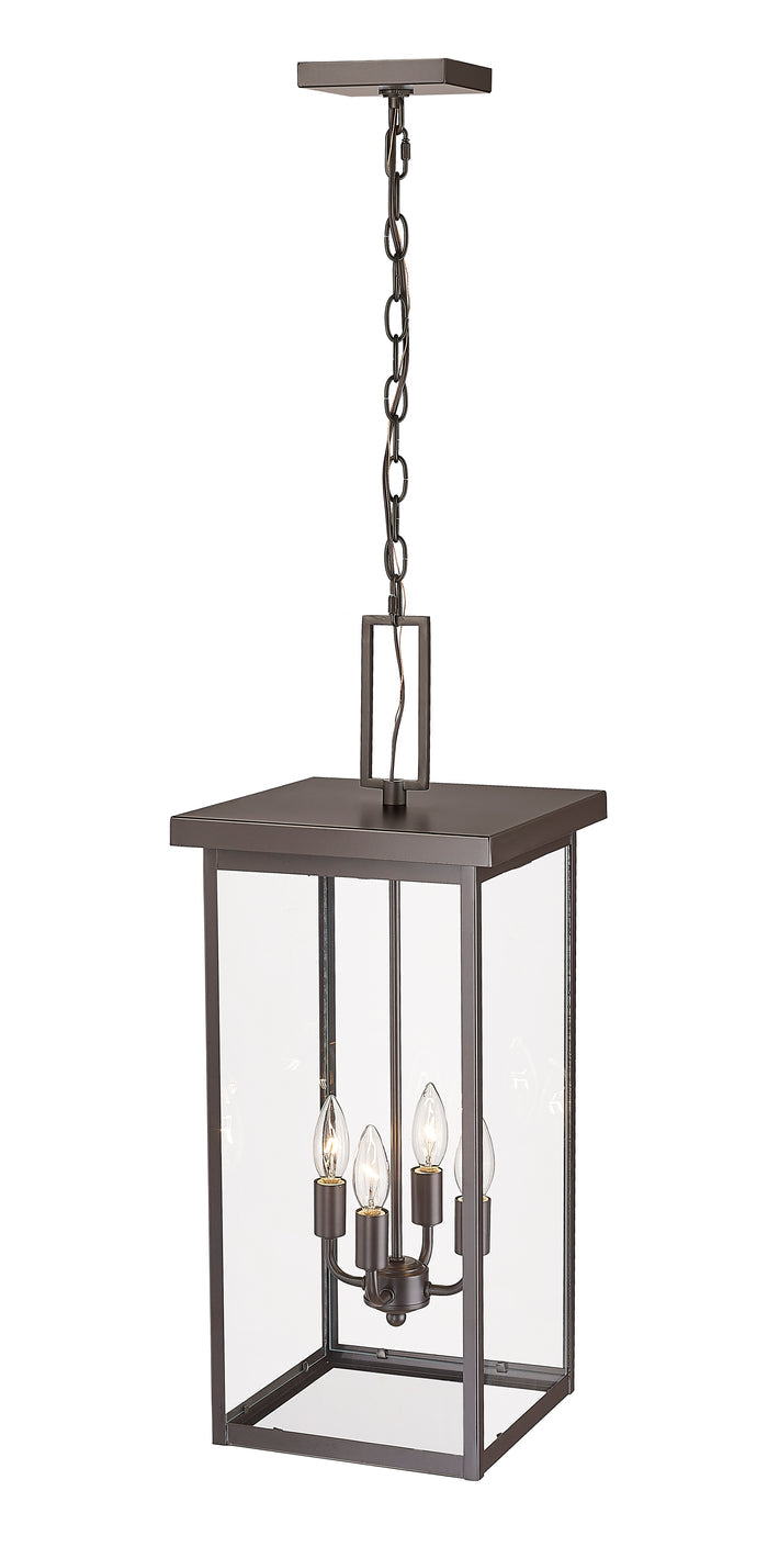 27-inch Barkeley Powder Coated Bronze 4-Light Outdoor Hanging Lantern with Clear Glass