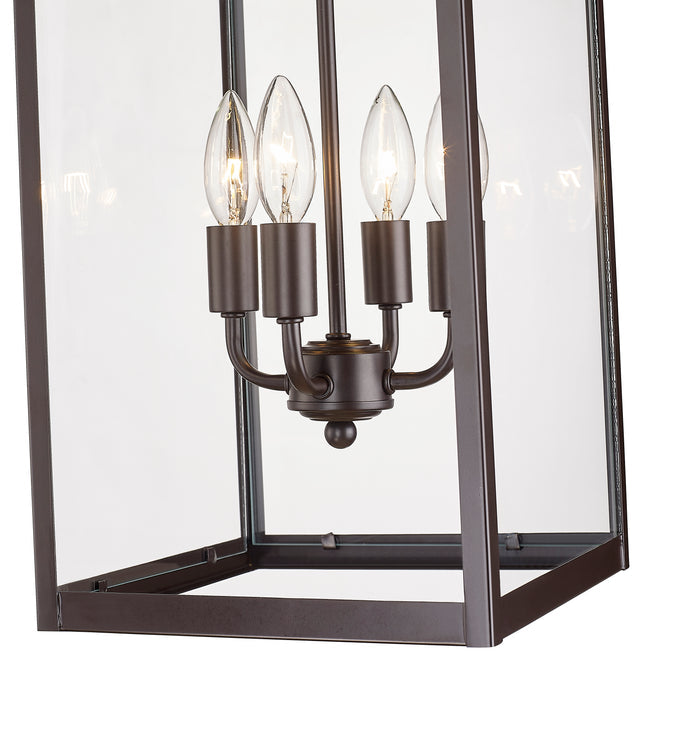 27-inch Barkeley Powder Coated Bronze 4-Light Outdoor Hanging Lantern with Clear Glass