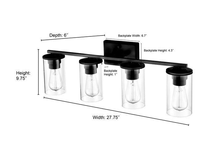 27.63'' Verlana Matte Black 4 Light Bath Vanity