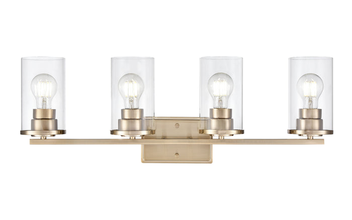 27.75-inch Verlana Modern Gold 4-Light Clear Glass Bathroom Vanity Light