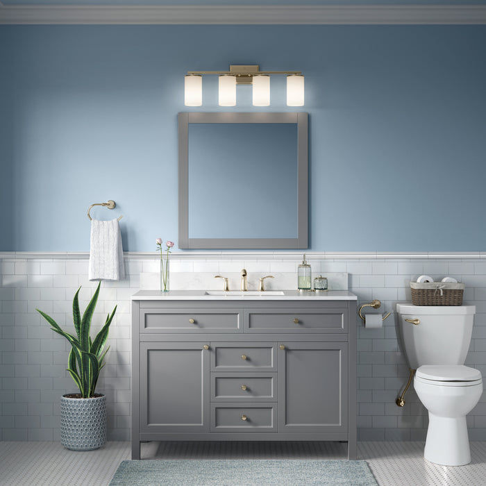 27.75-inch Verlana Modern Gold 4-Light Etched White Glass Bathroom Vanity Light