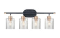 28.25'' Renitta Matte Black/Modern Gold 4 Light Bath Vanity