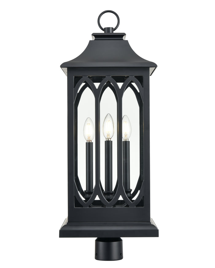 29'' Mallorey Powder Coated Black 3 Light Post Lantern