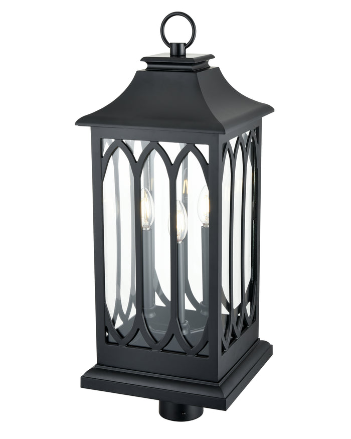 29'' Mallorey Powder Coated Black 3 Light Post Lantern