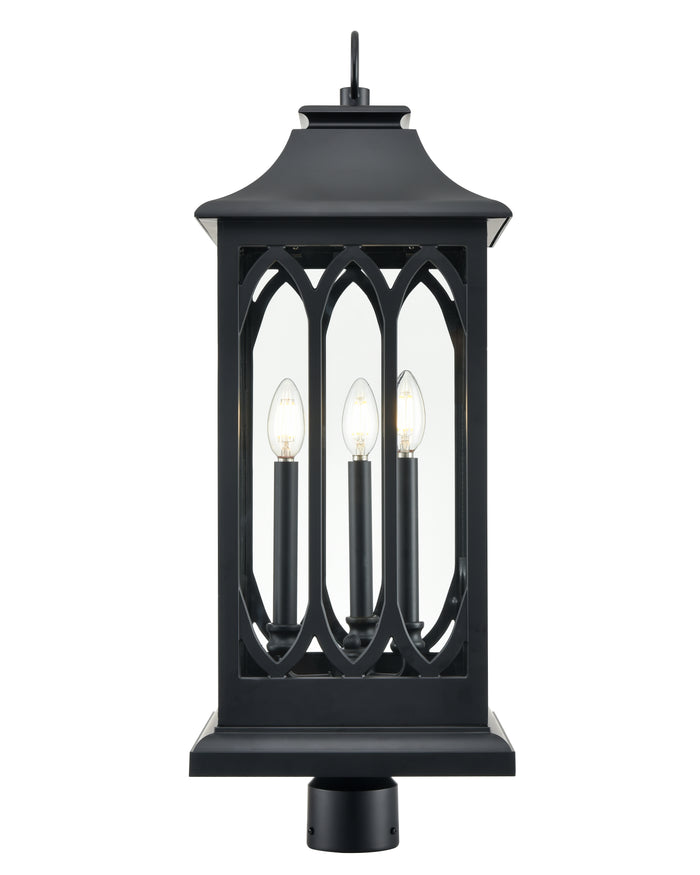 29'' Mallorey Powder Coated Black 3 Light Post Lantern