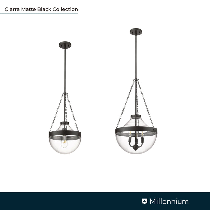 29.4'' Clarra Matte Black 3 Light Pendant