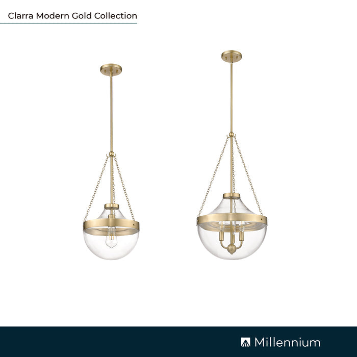29.4'' Clarra Modern Gold 3 Light Pendant