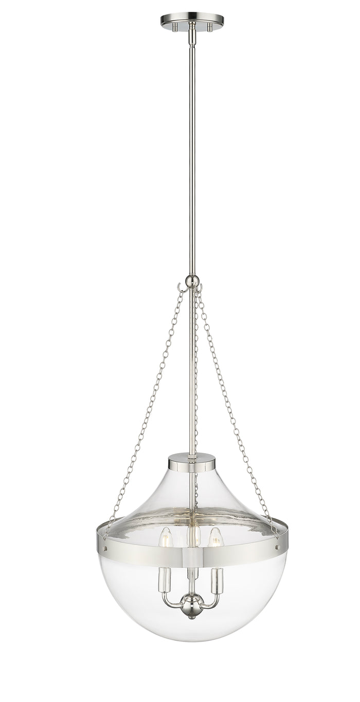 29.5'' Clarra Polished Nickel 3 Light Pendant