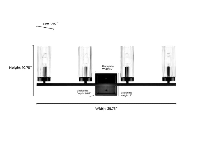 29.75'' Iversen Matte Black 4 Light Bath Vanity
