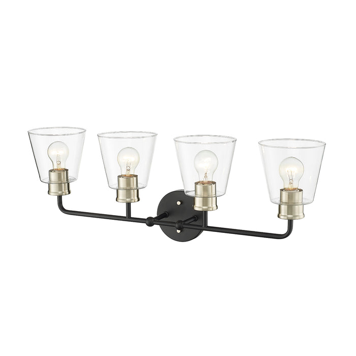 30'' Cameron Matte Black/Modern Gold 4 Light Bath Vanity
