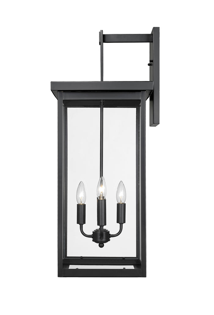 30-inch Barkeley Powder Coated Black 4-Light Outdoor Wall Sconce with Clear Glass