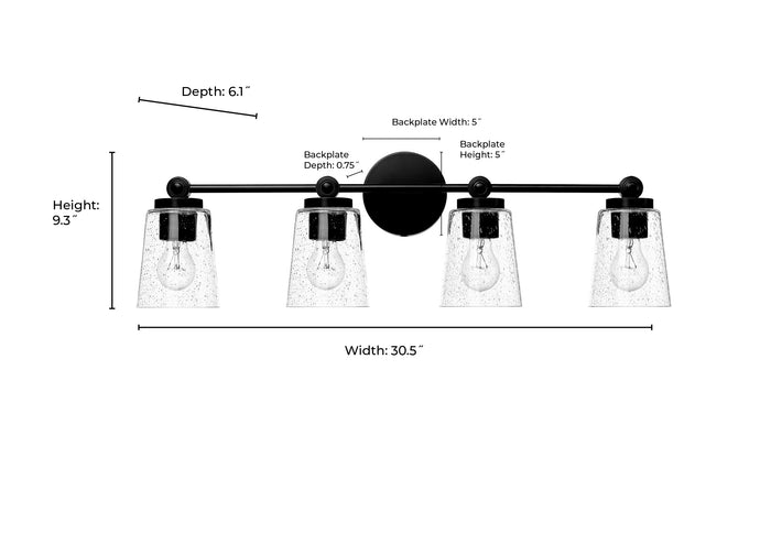 30.5'' Lauryn Matte Black 4 Light Bath Vanity