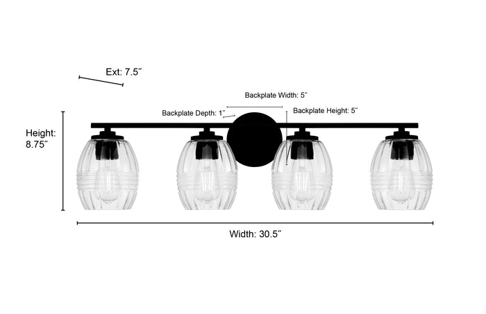 30.5'' Miravelle Matte Black 4 Light Bath Vanity
