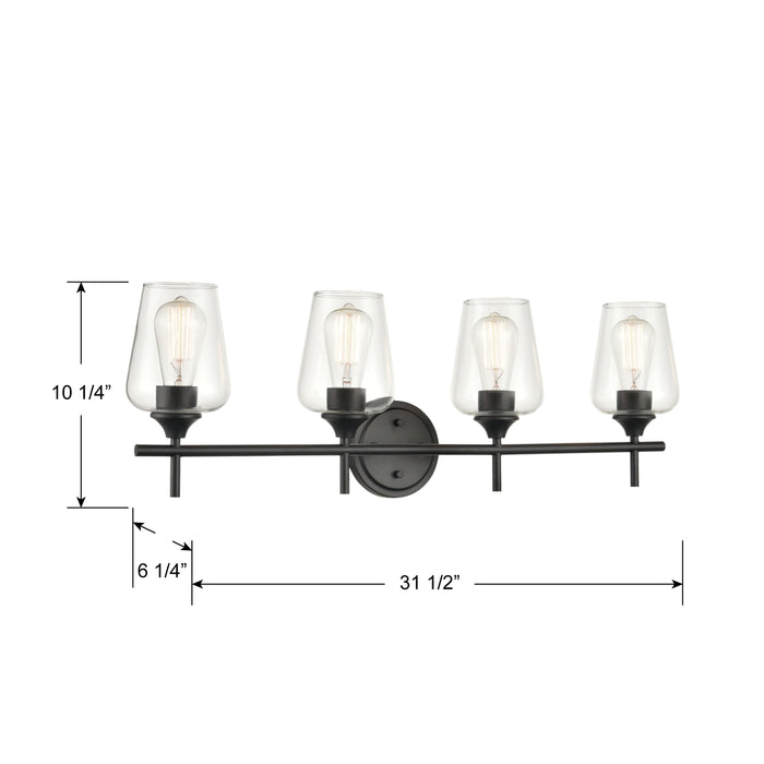 31'' Ashford Matte Black 4 Light Bath Vanity