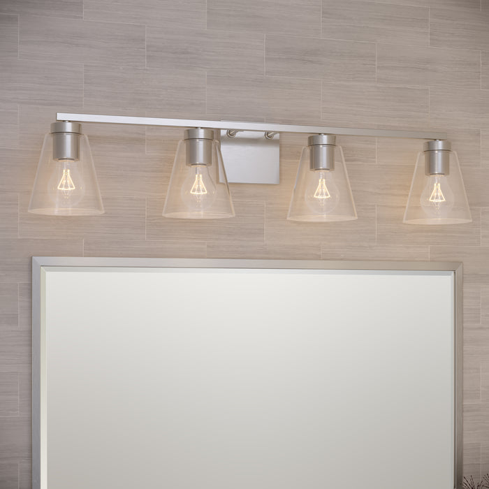 31-inch Strayhan Brushed Nickel 4-Light Clear Glass Bathroom Vanity Light