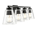 31-inch Strayhan Matte Black 4-Light Clear Glass Bathroom Vanity Light