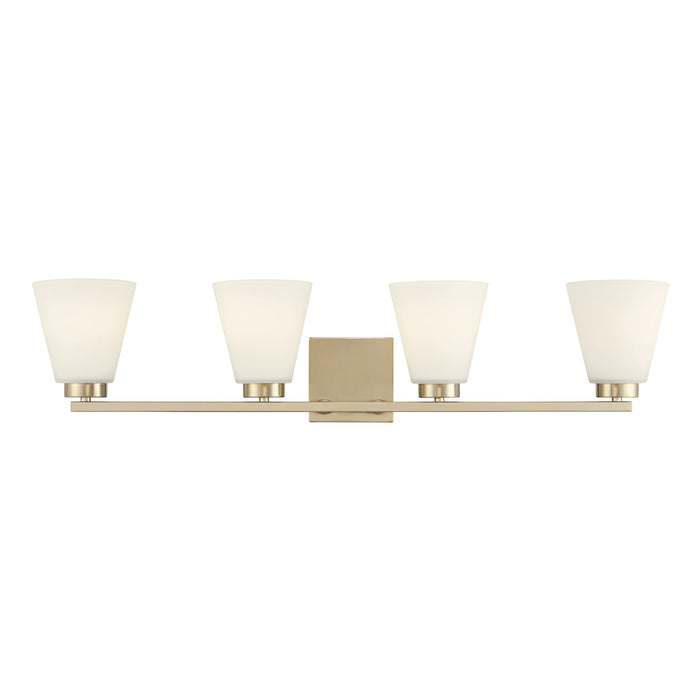31-inch Strayhan Modern Gold 4-Light White Frosted Glass Bathroom Vanity Light
