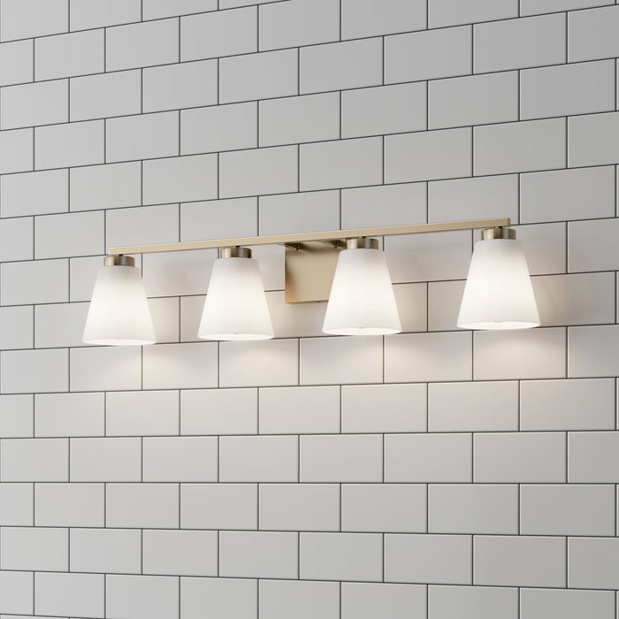 31-inch Strayhan Modern Gold 4-Light White Frosted Glass Bathroom Vanity Light