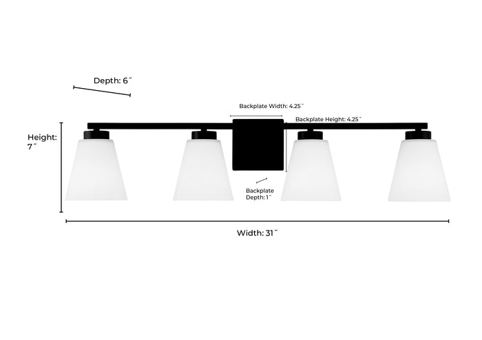 31-inch Strayhan Modern Gold 4-Light White Frosted Glass Bathroom Vanity Light