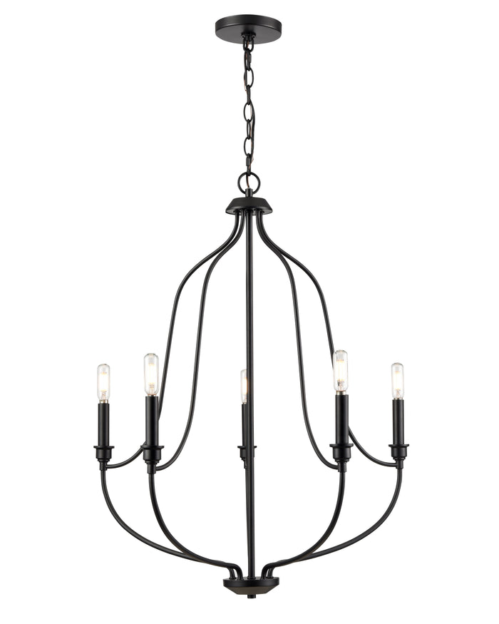 31'' Senoia Matte Black 5 Light Chandelier