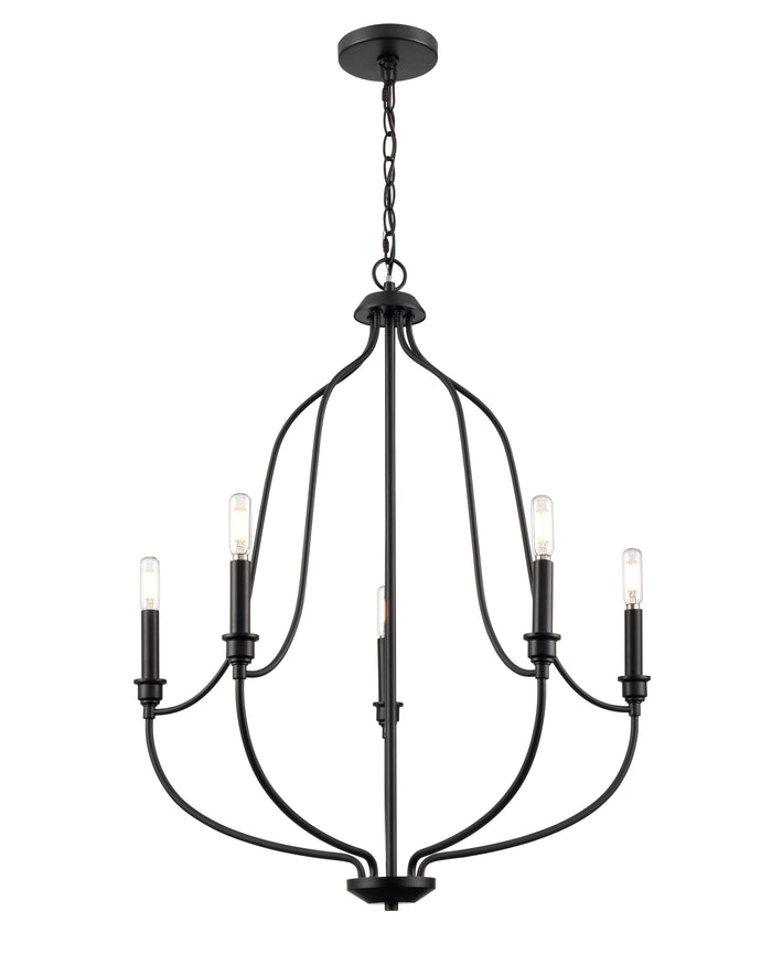 31'' Senoia Matte Black 5 Light Chandelier
