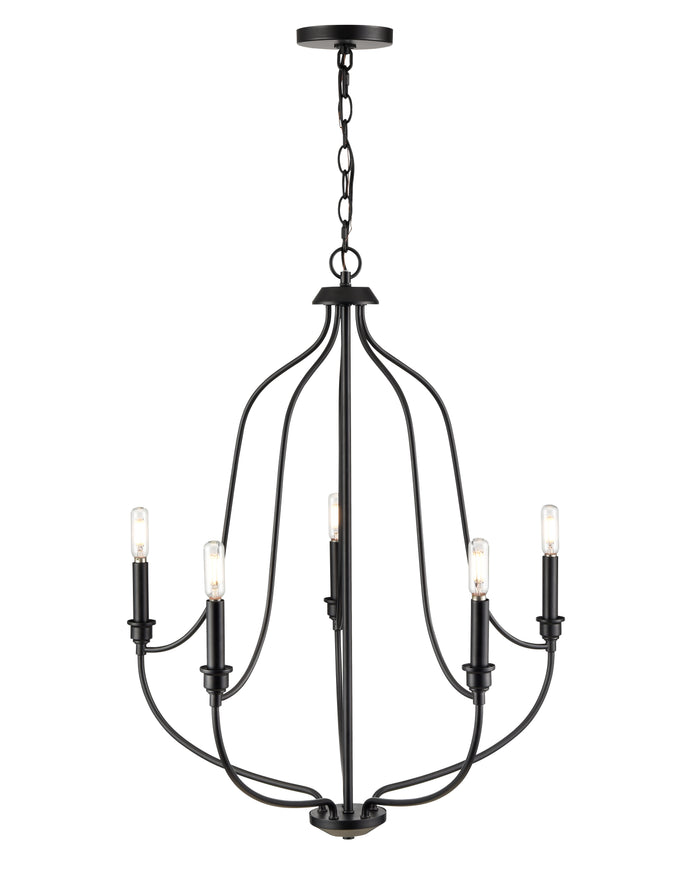 31'' Senoia Matte Black 5 Light Chandelier
